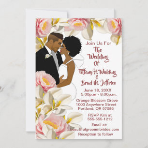 White Calla Lily & Peony American Wedding Einladung