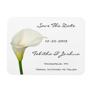 White Calla Lily speichern das Date Magnet