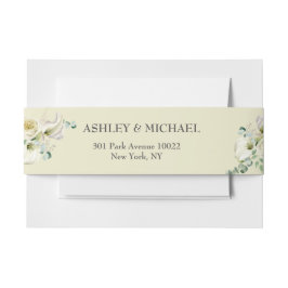 White Calla Lily und Grüne Eukalyptus Wedding Einladungsbanderole