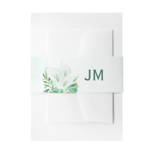 White Calla Lily Watercolor Monogram Wedding Einladungsbanderole
