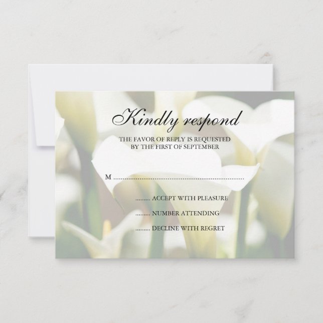 White Calla Lily Wedding Response Card RSVP Karte (Vorderseite)