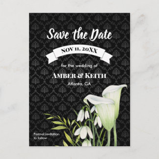 White Calla Snowdropding Wedding Save the Date Ankündigungspostkarte