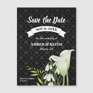White Calla Snowdropding Wedding Save the Date Magnetkarte