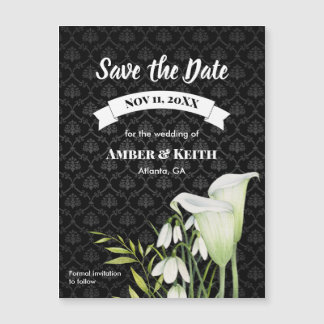 White Calla Snowdropding Wedding Save the Date Magnetkarte