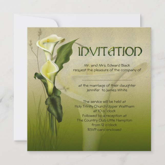 White Calla Wedding Suite Einladung (Vorderseite)