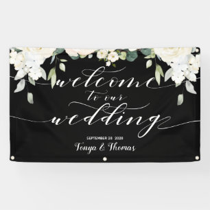 White Calligraphy Peony Black Willkommen bei unser Banner