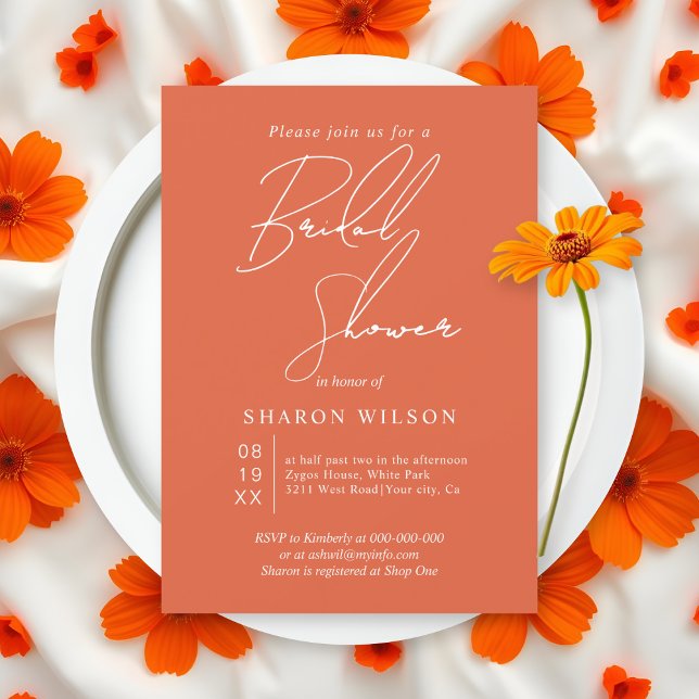 White calligraphy Verona sunset Bridal shower Einladung (Von Creator hochgeladen)