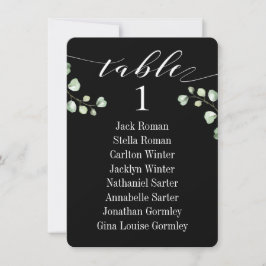 White Calligraphy Wedding Black Seating Chart Card Einladung