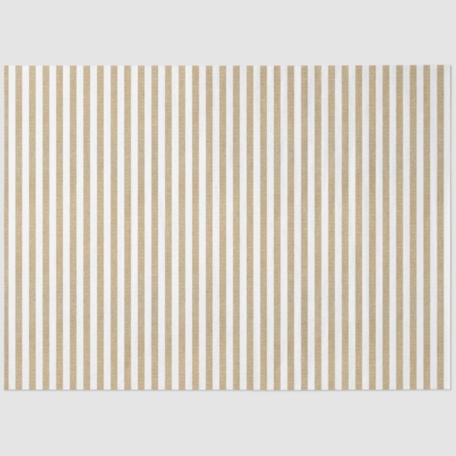 White Candy Stripes Vintag Kraft Braun Weihnachten Seidenpapier (Vorderseite)