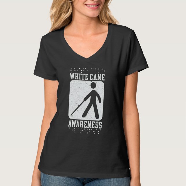 White Cane Awareness Braille Blind Awareness  1 T-Shirt (Vorderseite)