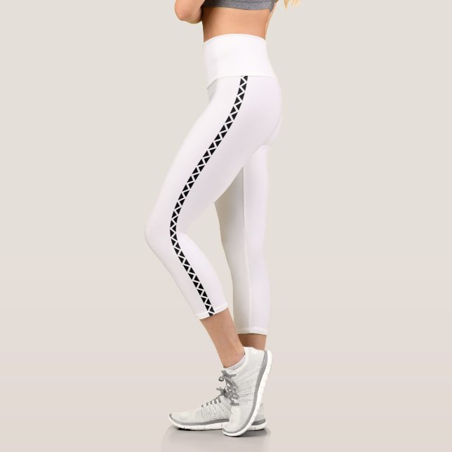White Capri Leggings with Black Side Stripe (Links)