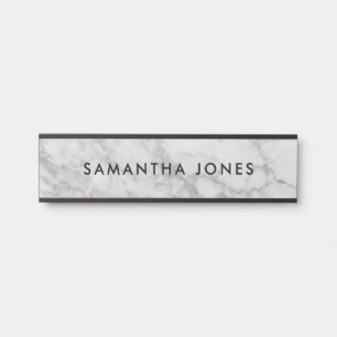 White Carrara Marble Black Classic Personalisiert Türschild