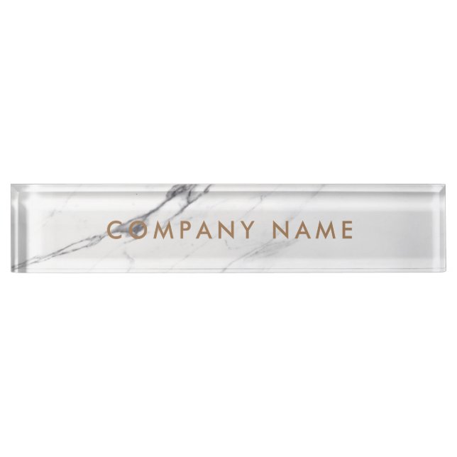 White Carrara Marble Classic Personalisiert Compan Namensplakette (Vorderseite)