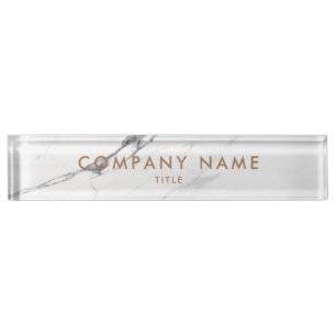 White Carrara Marble Classic Personalisiert Compan Namensplakette