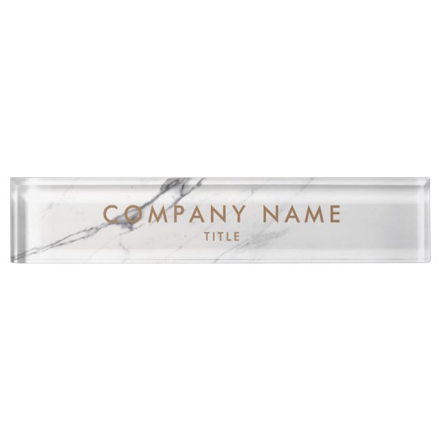 White Carrara Marble Classic Personalisiert Compan Namensplakette (Vorderseite)