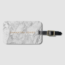 White Carrara Marble Gold Classic Personalisiert Gepäckanhänger