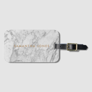 White Carrara Marble Gold Classic Personalisiert Gepäckanhänger
