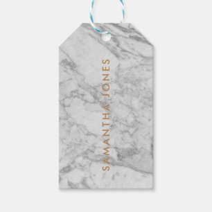 White Carrara Marble Gold Classic Personalisiert Geschenkanhänger