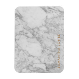 White Carrara Marble Gold Classic Personalisiert Magnet