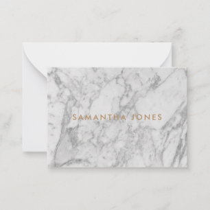 White Carrara Marble Gold Classic Personalisiert Mitteilungskarte
