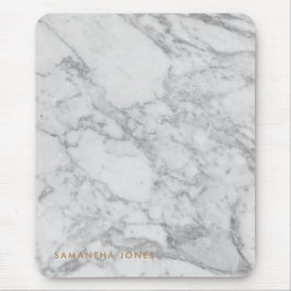 White Carrara Marble Gold Classic Personalisiert Mousepad