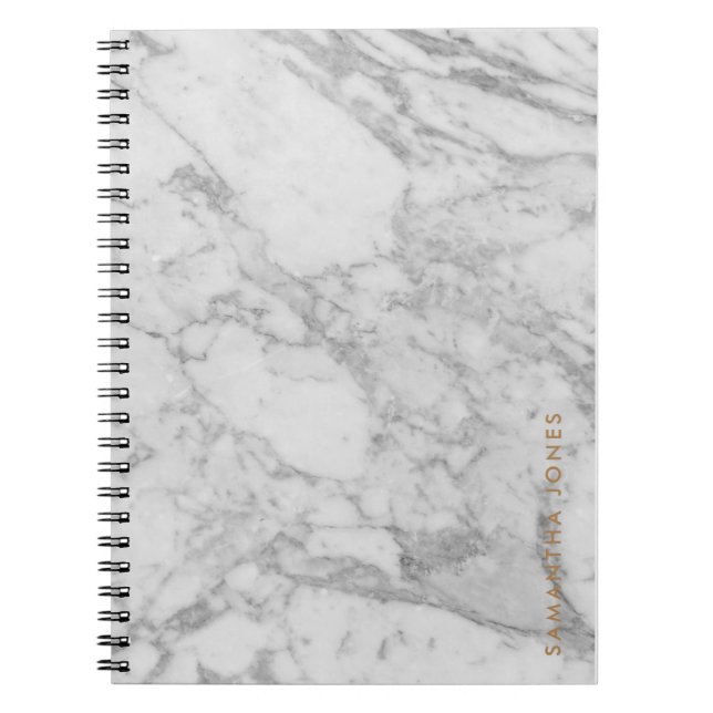 White Carrara Marble Gold Classic Personalisiert Notizblock (Vorderseite)