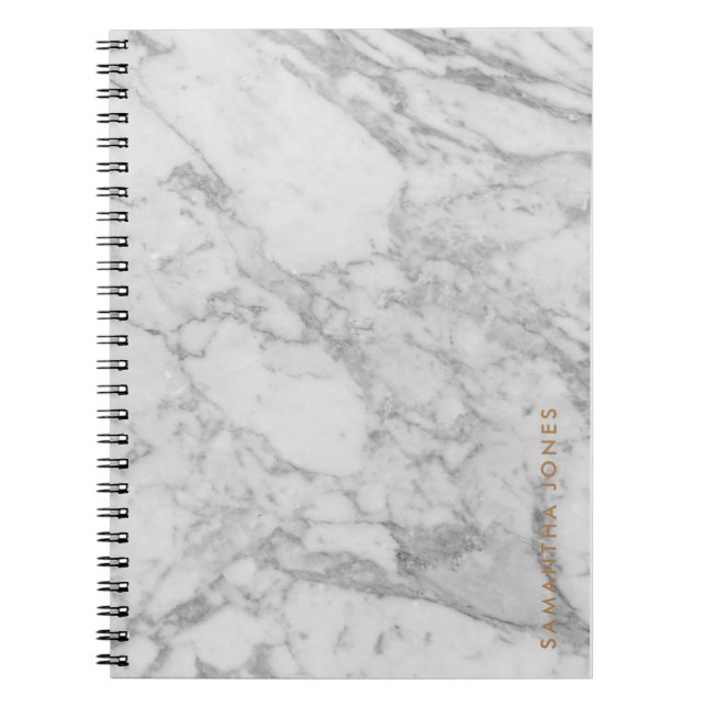 White Carrara Marble Gold Classic Personalisiert Notizblock (Vorderseite)