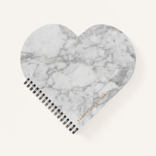White Carrara Marble Gold Classic Personalisiert Notizbuch