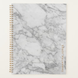 White Carrara Marble Gold Classic Personalisiert Planer