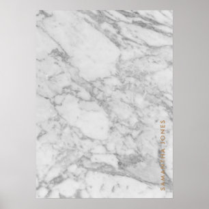 White Carrara Marble Gold Classic Personalisiert Poster