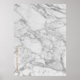 White Carrara Marble Gold Classic Personalisiert Poster