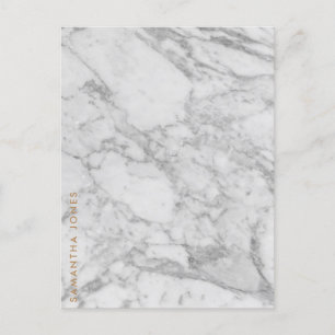 White Carrara Marble Gold Classic Personalisiert Postkarte