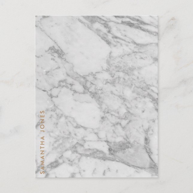 White Carrara Marble Gold Classic Personalisiert Postkarte (Vorderseite)