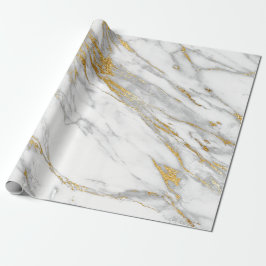 White Carrara Marmor Gray Gold Stone Minimal Geschenkpapier