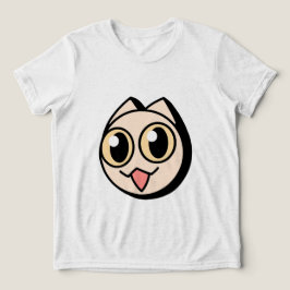 White Cartoon Cat Tri-Blend Shirt