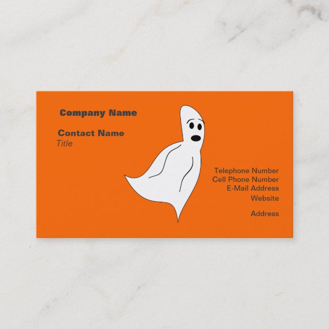 White Cartoon Ghost Visitenkarte (Vorderseite)