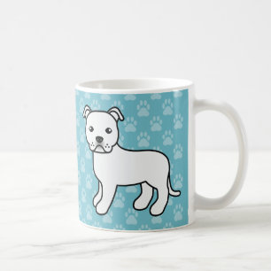 White Cartoon Staffordshire Bull Terrier Tasse