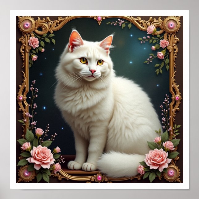 White Cat 5D Diamond Painting Kit Poster (Vorne)