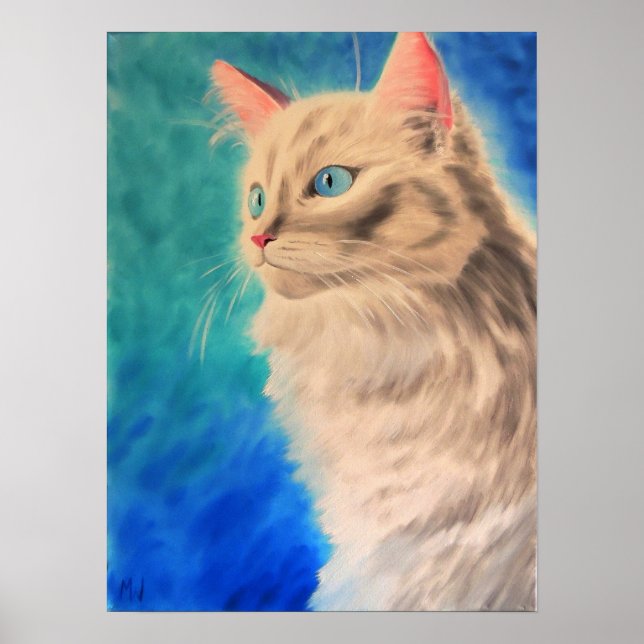 White Cat Art Print Poster (Vorne)