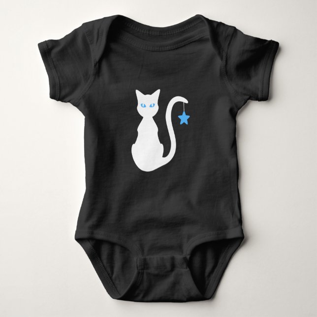 White Cat Baby Bodysuit Strampler (Vorderseite)