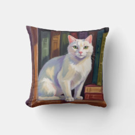 White Cat Drawing Kissen