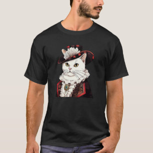 White Cat English Gentleman Funny Pet Viktorianisc T-Shirt