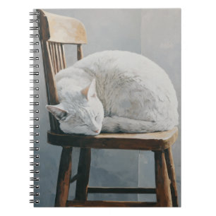 White Cat Gemütliches Holzstuhl-Notebook Notizblock