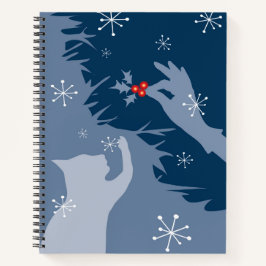 "White Cat & Holly"-Design in Midnight Blue Notizbuch
