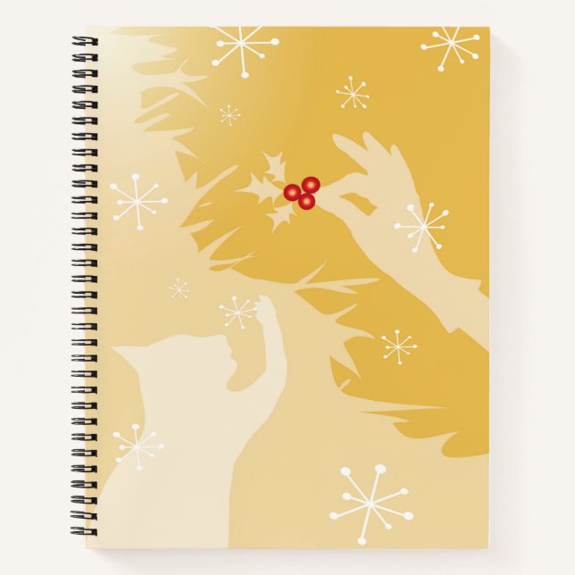 White Cat & Holly, Gold Notebook Notizbuch (Vorderseite)