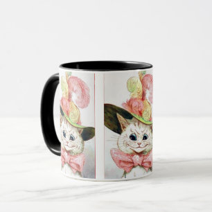 White Cat in einem Extravaganten Hutgemälde von Lo Tasse