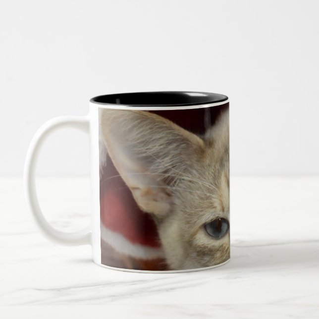 White Cat in Red Christmas Hat Kaffee Tasse (Links)