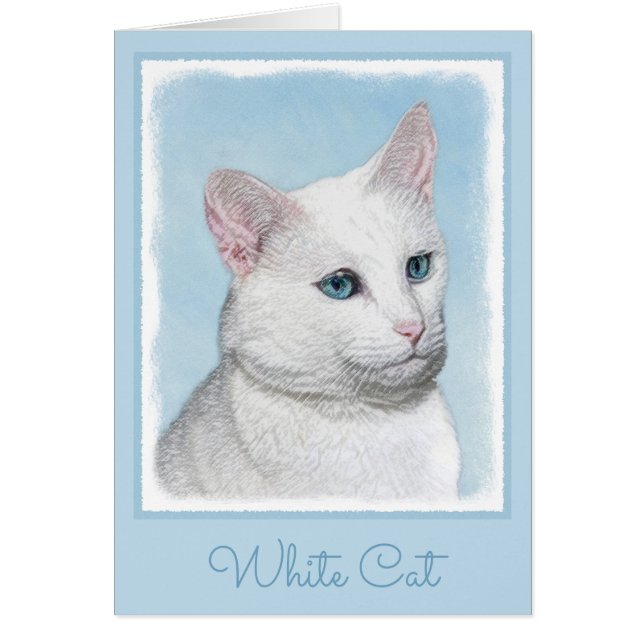 White Cat Malerei - Niedliche Original Cat Art (Vorne)