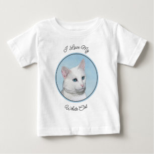 White Cat Malerei - Niedliche Original Cat Art Baby T-shirt