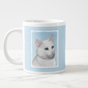 White Cat Malerei - Niedliche Original Cat Art Jumbo-Tasse